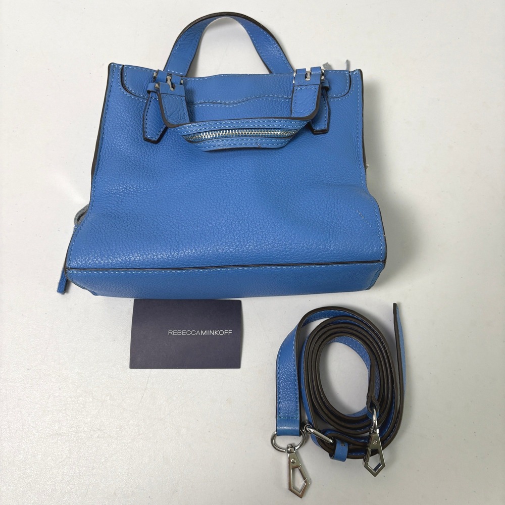 Rebecca‎ Minkoff Satchel Bag Purse Blue Pebbled Leather Adjustable Crossbody Bag